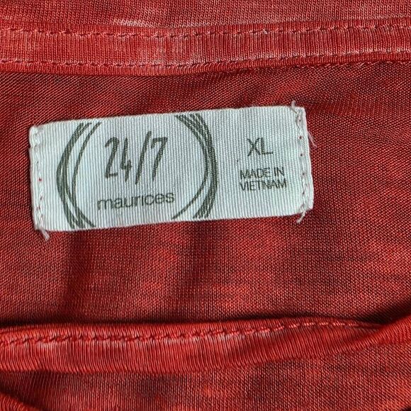 Maurices 24/7 XL Red Lace Up Burnout Short Sleeve Tee - Picture 4 of 5